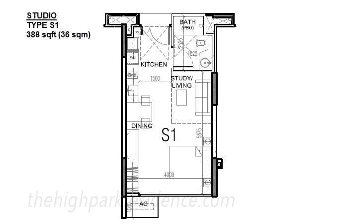 High Park Residences Floor Plan Studio Type S1